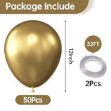 12 Inch Metallic Gold Balloons, 50 Pcs Latex Helium Metallic Balloons For Kid'S Birthday Party, Baby Shower, Wedding, Graduate Party Decorations