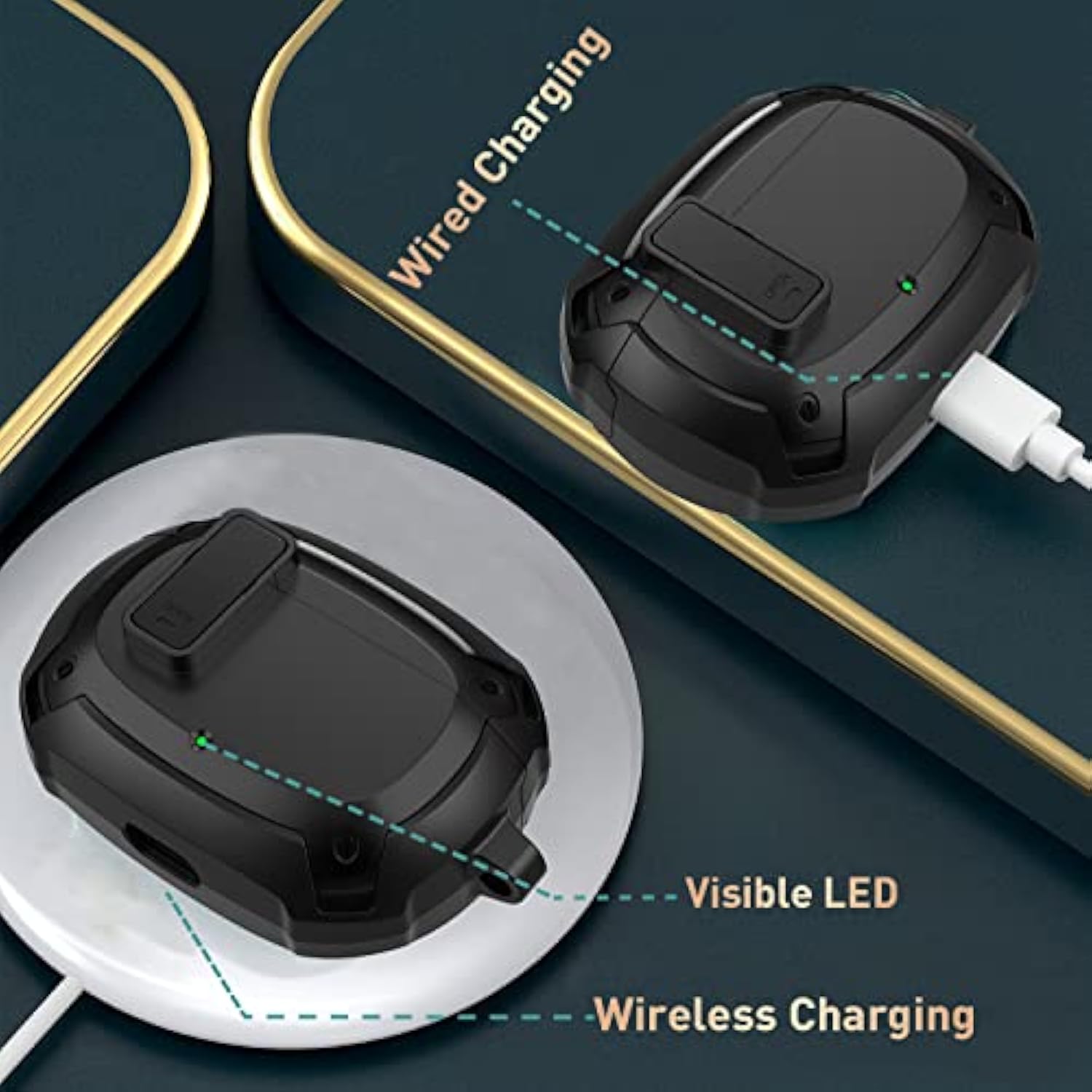 Compatible With Beats Studio Buds/Buds+ Case Cover 2021/2023, [Secure Lock] Cool Beats Studio Buds Plus Protective Shell Men Women With Keychain For New Beats Studio Ear Buds Case - Black[Case Only]