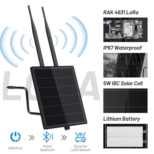 Keepteen D5L Mesh Solar Lora Repeater Built In Rakwireless 19007+4631 Lora Modules Board Compatible With Meshtastic Meshcore Node Devices,915Mhz Antenna Solarpanel Built In 5000Mah Battery Controller