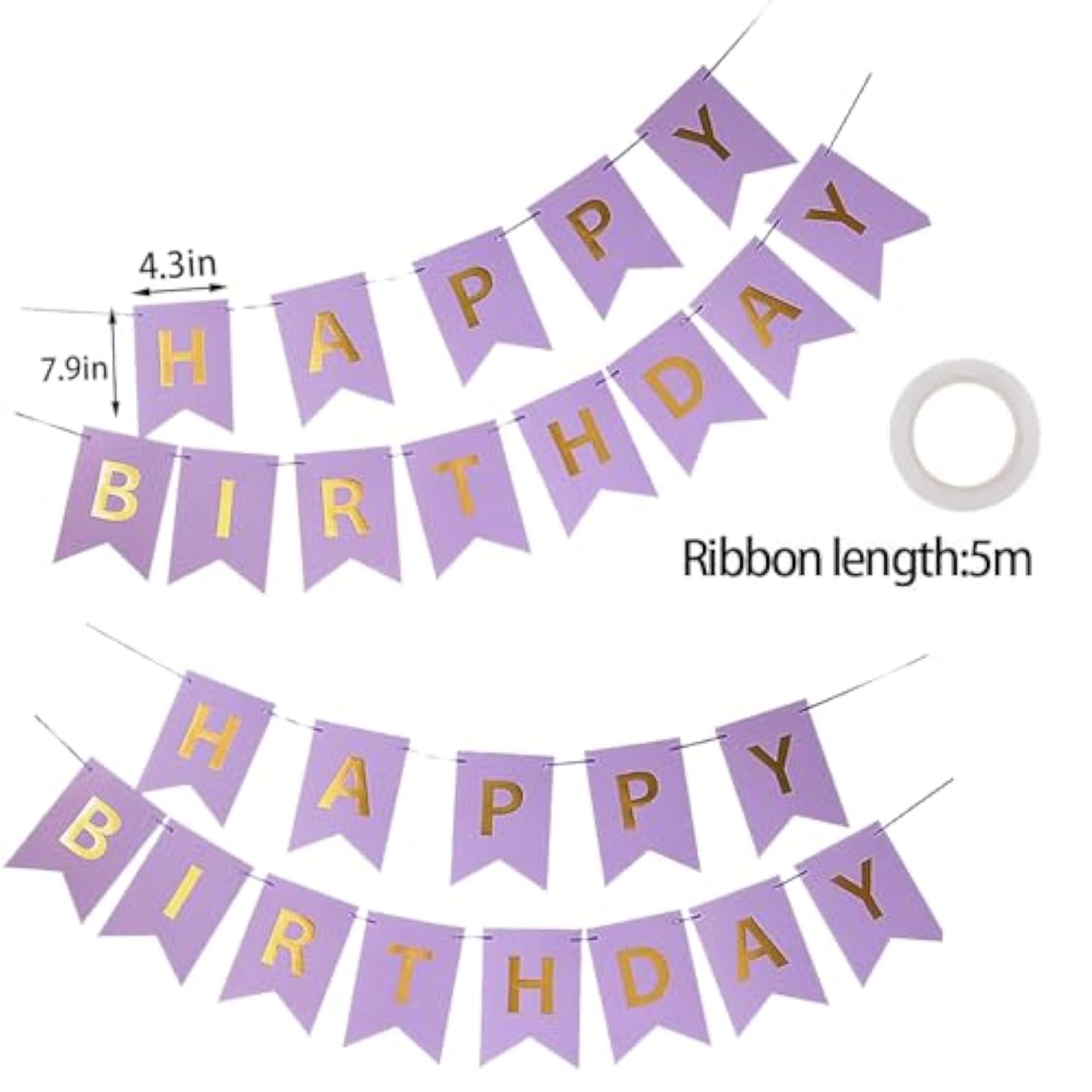 Purple Pink Party Decorations - Happy Birthday Banner, Paper Pompoms, Paper Tassels & Circle Dots Garlands For Women & Girls
