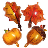 Thanksgiving Foil Balloons: Pumpkin, Turkey, Squirrel - 6pcs