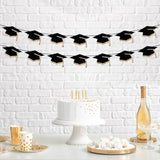 Pre-Strung Graduation Banner Decoration - No Diy - Grad Hats Party Banner - Pre-Strung On 8 Ft Strands - Congrats Class Of 2025 Graduation Party Decorations. Did We Mention No Diy