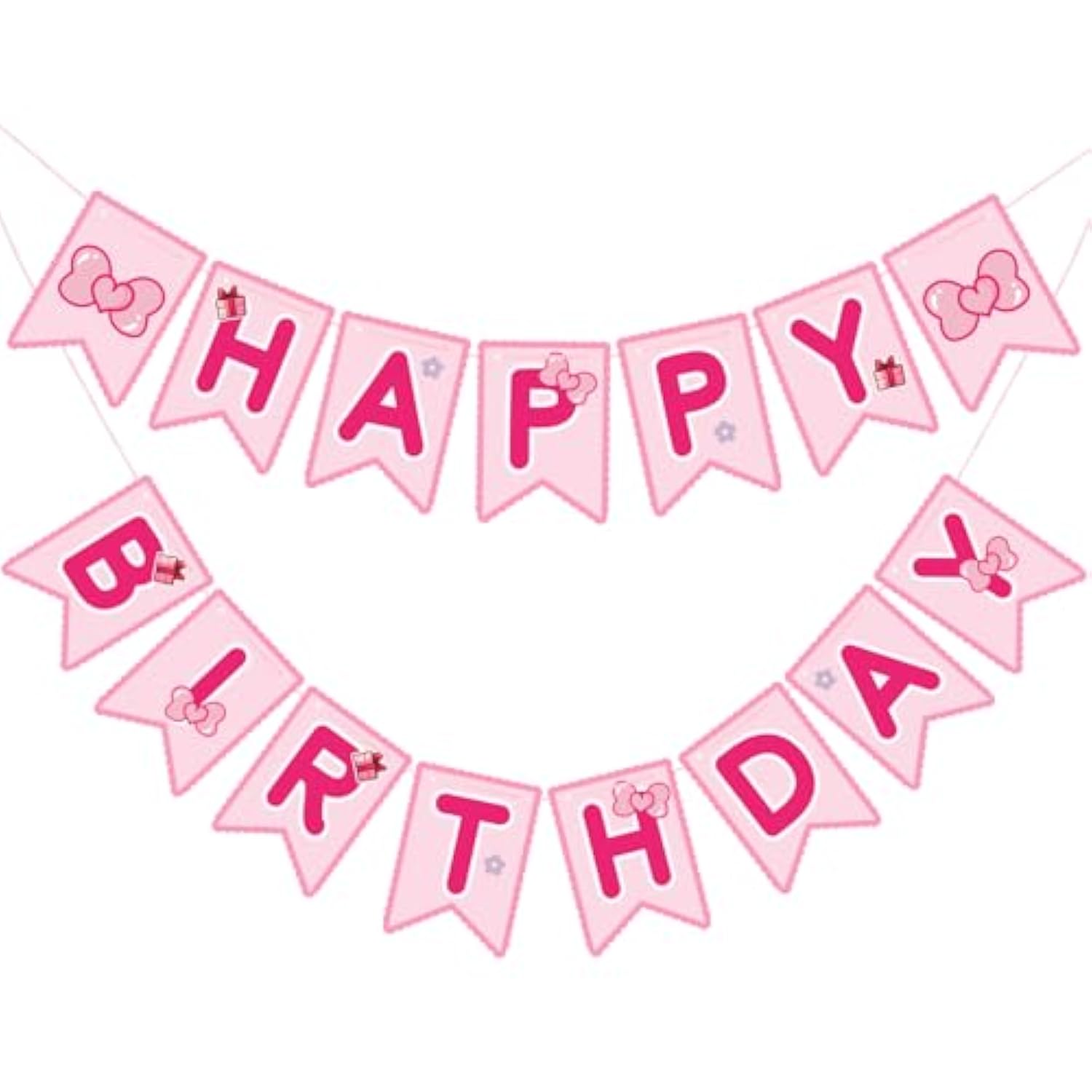 Pink Cute Kitty Happy Birthday Banner Pre-Strung Hanging Sign Cartoon Cute Cat Party Decorations Cartoon Kitty Themed Party Decorations Banners For Girls Women Birthday Favors Supplies