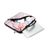11.6" 12.2 Inches Laptop Sleeve Chromebook Case Notebook Sleeves Neoprene Handle Bag For Men Women, Two Pockets Fit Apple Macbook Air Samsung Acer Hp(Pink Marble)