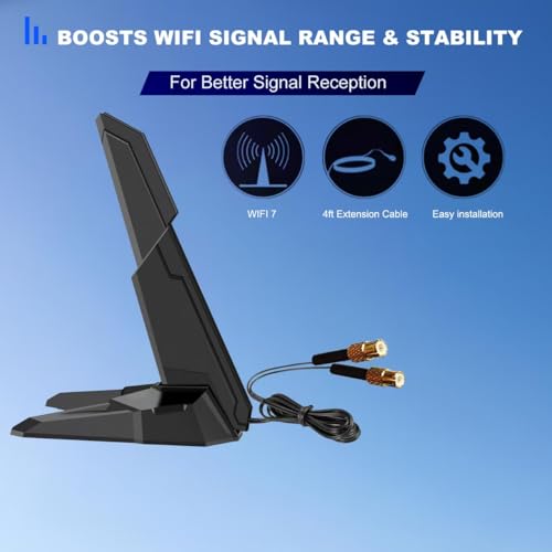 Wifi 7 Gaming Motherboard Magnetic Base Long Range Replacement Antenna For Msi Mag X870 Z890 Tomahawk/Msi Mpg X870E Carbon / X870E Edge / B850 / B850-P Series Wifi 7 Gaming Motherboard,