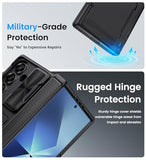 for  Galaxy Z Fold 7 Case with Card Holder & Slide Camera Cover & Outer Screen Protector & Rugged Hinge Protection, Heavy Duty Wallet Phone