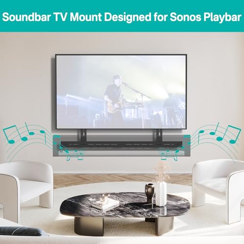 Sound Bar TV Mounts for Sonos Playbar TV Mount with Remote Holder - Adjustable Height Bracket for Sonos Play bar Mounting Under TVs Saving Space