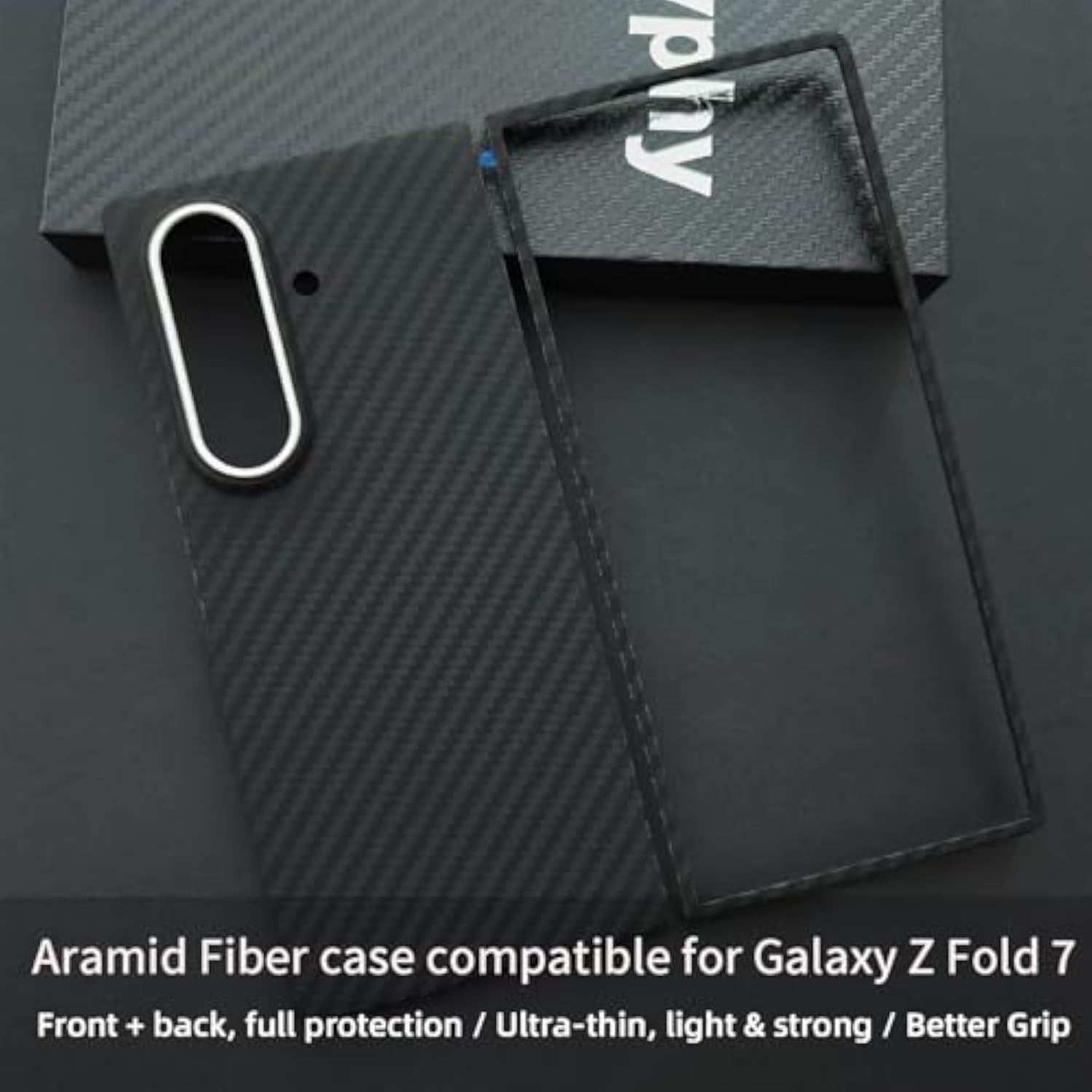 Samsung Galaxy Z Fold 7 Aramid Carbon Fiber Case, Black 1500D - Ultra Slim and Lightweight Protection