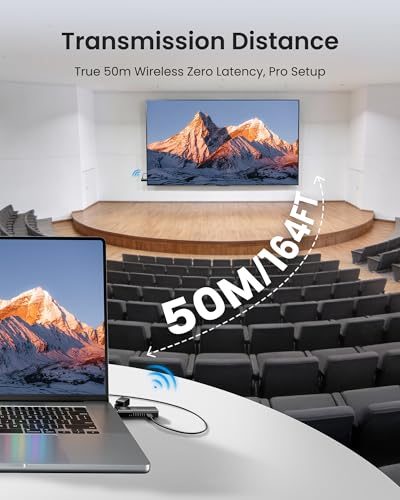 Mini Wireless HDMI Transmitter and Receiver 165FT/50M,4K Decode 1080P@60Hz Ultra HD Video Output, Plug&Play 5G for Video and Audio to Monitor from