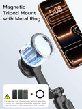 Magnetic Selfie Stick Tripod with Light & Remote, Phone Tripod with Magnetic Holder for Magsafe, 360° Rotatable Cellphone Stand for iPhone/Android