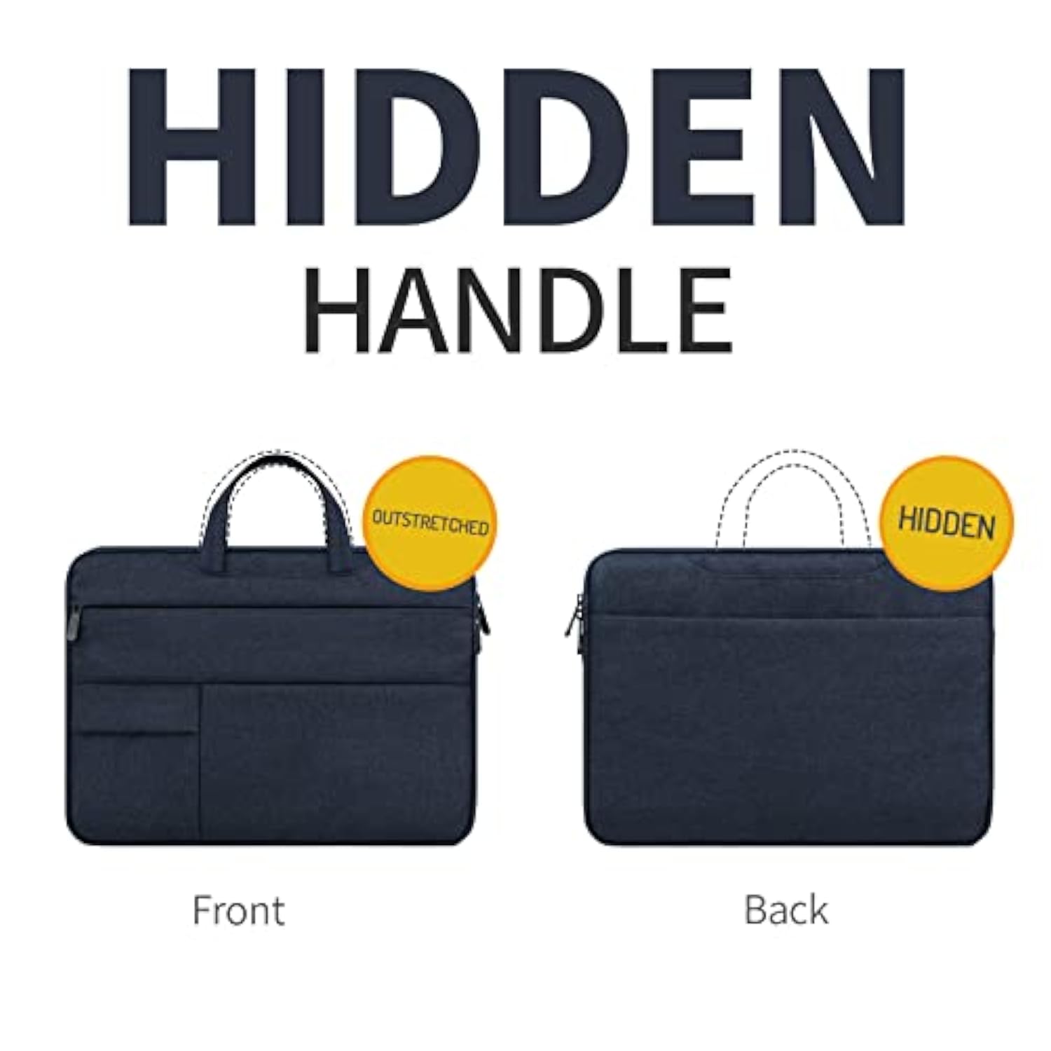 Rainyear Laptop Sleeve Carrying Case Compatible With 15 Inch Macbook Pro/Air, Surface Laptop 3/4 15", New Xps 15 Touch Briefcase With Hidden Handle Multiple Pockets Protective Computer Bag,Navy Blue
