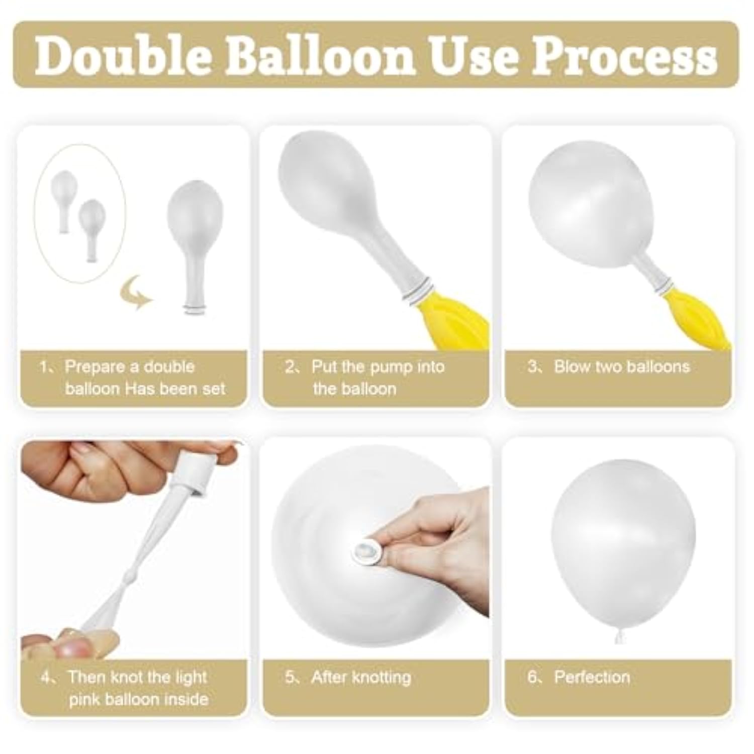 Pearl White Double-Stuffed Balloons Arch Garland Kit, 60 Pack 18/12/10/5 Inch Different Size Standard White Pearl Balloons For Wedding Bridal Shower Anniversary Birthday Engagement Decor