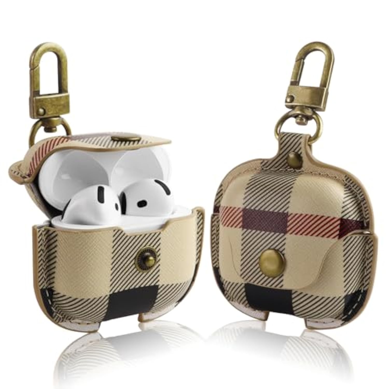 For Airpods 4 Case Cover 2024, Cute Leather Shockproof Protective Cases Compatible With Airpods 4Th Generation Case For Women Men (B)