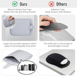 2 Pack Large Mouse Holder For Laptop Large Reusable Mouses Pouch With Powerful Suction Cup, No Residue Adhesive, Portable Silicone Mouse Bag For Office Home (Light Gray)