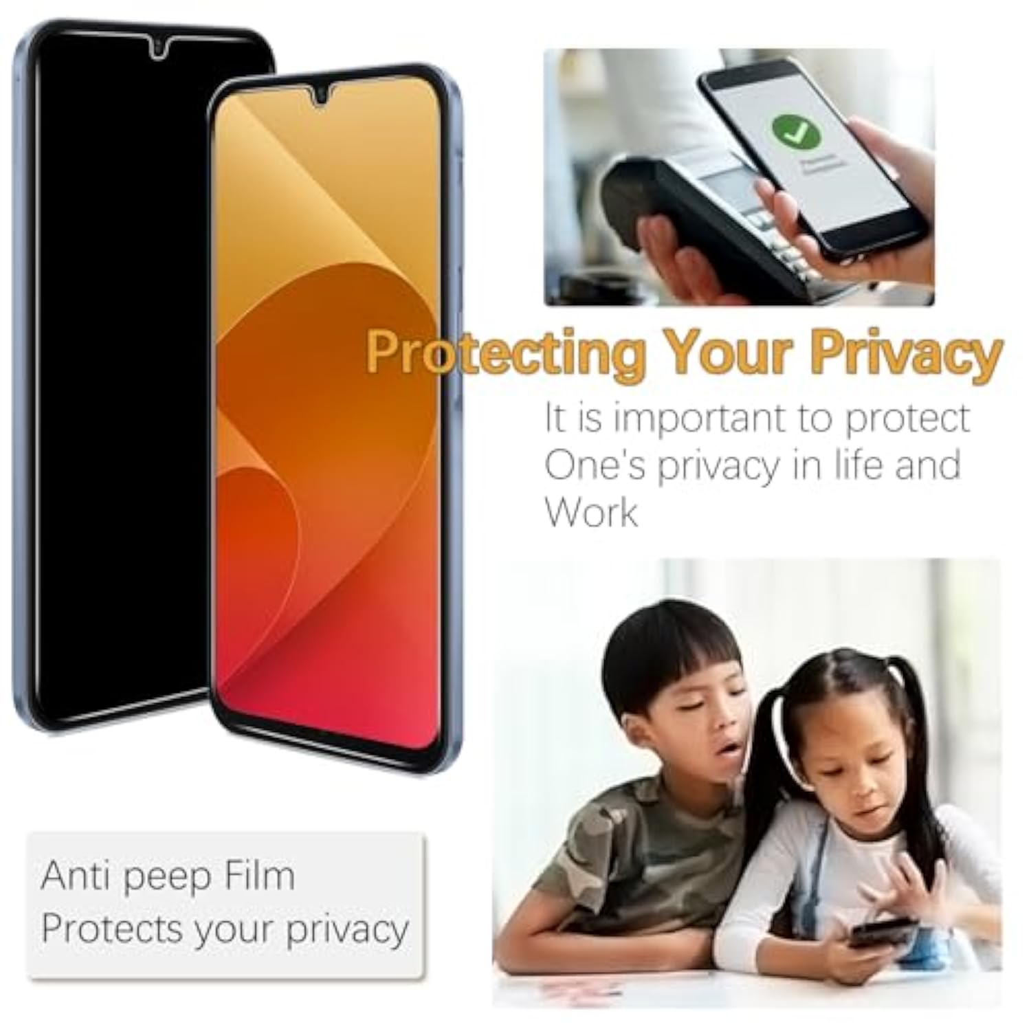 [3 Pack] Privacy Screen Protector For Samsung Galaxy A16 5G, Anti-Spy Tempered Glass, Anti-Scratch, Bubble Free, 9H Hardness, Ultra Resistant, Case Friendly, Easy To Install