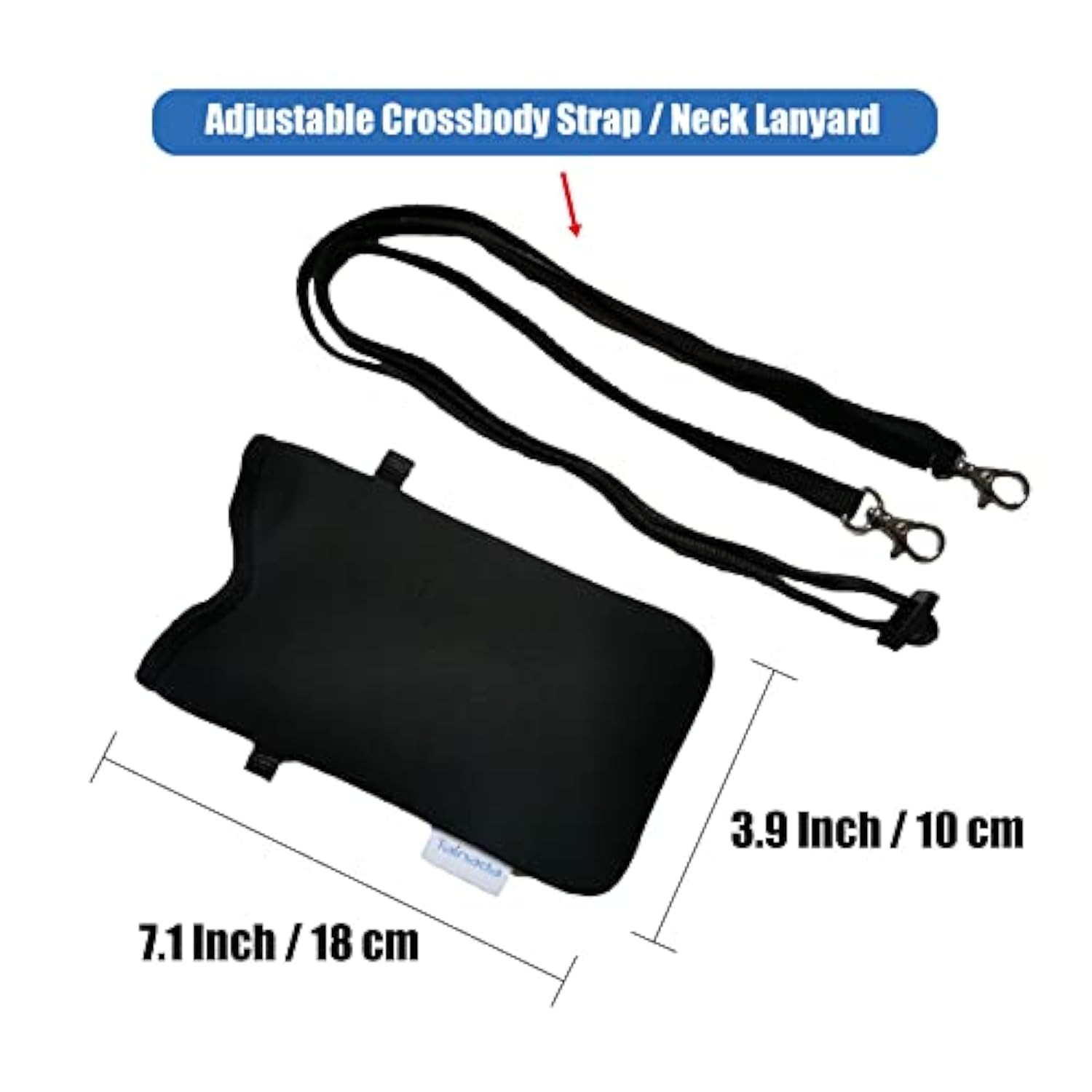 Neoprene Phone Sleeve Pouch Case Bag For Men Women W/Crossbody Strap/Neck Lanyard For Iphone 16/15/14 Pro Max, 16/15 Plus, 16E; Samsung S25, S24+, A55, Z Fold6; Google Pixel 9, 8A (Black)