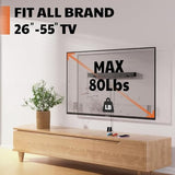 Studless TV Wall Mount, Heavy Duty Drywall TV Bracket Hanger for 26-55 inch Flat Screen TVs, No Stud, NO Drill, No Anchors, Easy Install with All