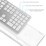 Bluetooth Keyboard Compatible With Mac, With Numeric Keypad, Rechargeable Wireless Keyboard Compatible With Macbook Pro/Air, Imac, Mac Mini/Pro Laptop And Pc (Silver)