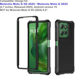 For Moto G 2025 Phone Case, Motorola G 5G 2025 Case With Screen Protector, Dual Layer Protection, Shockproof Corner Tpu Bumper, Heavy Duty Protective Phone Cover-Black