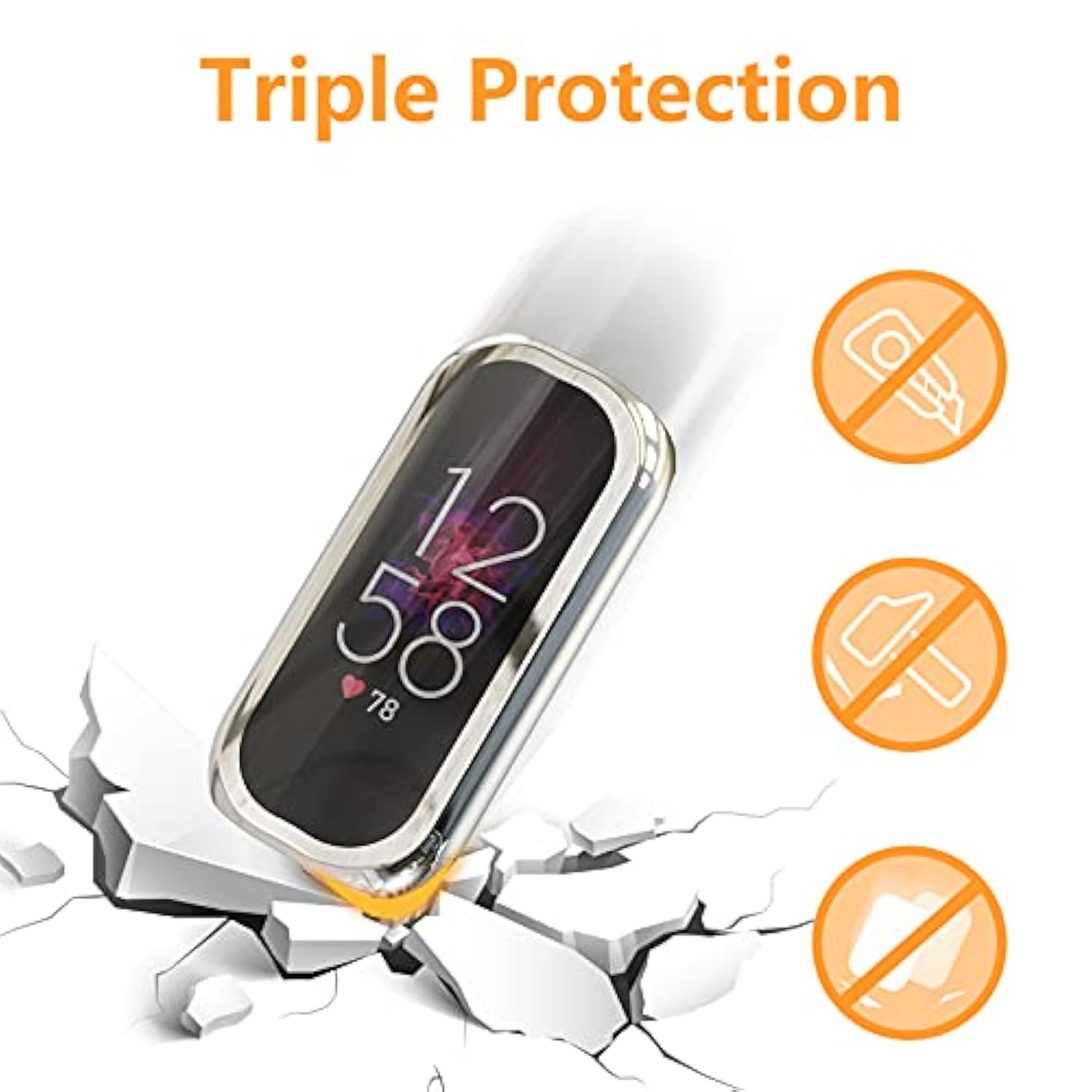 4-Pcs Screen Protectors Case Compatible With Fit Bit Luxe Smartwatch, Soft Tpu Full Protective Screen Cover Replacement With Fit Bit Luxe, Clear/Silver/Black/Rose Gold