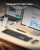 Backlit Bluetooth Keyboard And Mouse For Mac, Km100-A Full Size Wireless Keyboard Mouse For Mac, Multi-Device Rechargeable For Macbook Pro/Air, Iphone, Ipad, Space Gray