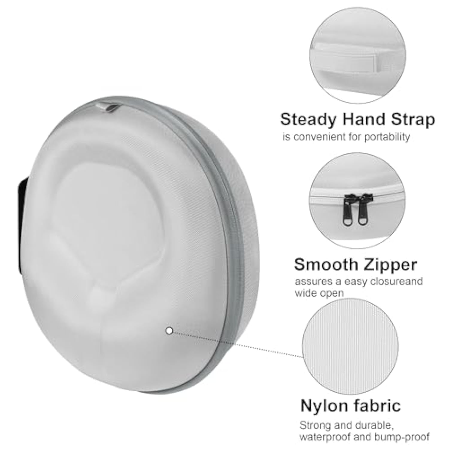 Hard Organizer Portable Carry Travel Case For Airpods Max, For Sony & Audio-Technica Headphones – Shockproof, Waterproof & Durable Protection,Grey - Medium