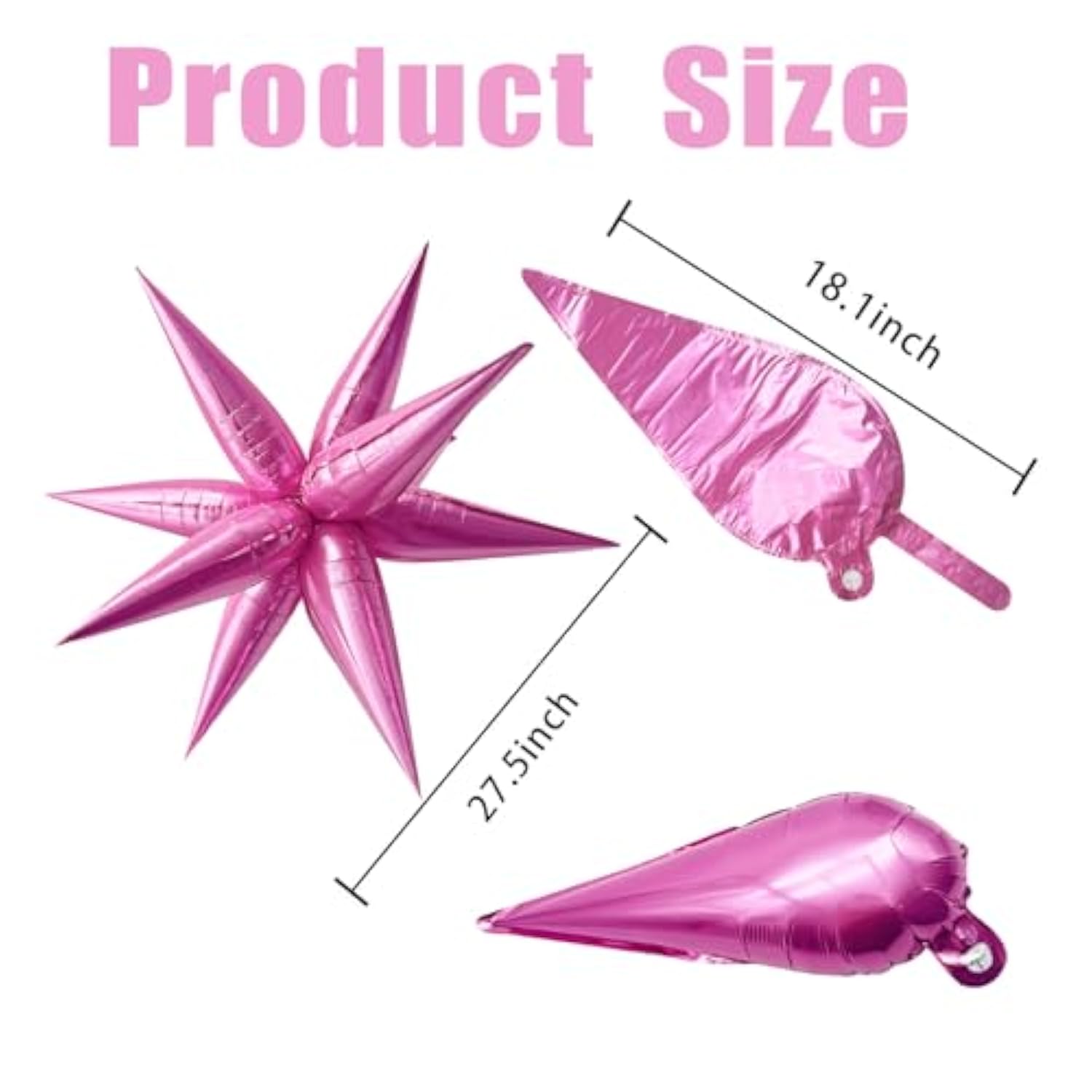 60Pcs Hot Pink Star Balloons For Princess Birthday Decorations Explosion Mylar Balloons Large Prom Balloon For Valentines Day Easter Baby Shower Bachelorette Graduation New Year Party Supplies