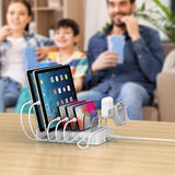 6-Port Usb C Charging Station For Multiple Devices,2 Pd 20W Fast Charging For Lphone 15 And More,6 Charging Cables And 2In1 Holder For Iwatch Charger & Air Pods Included