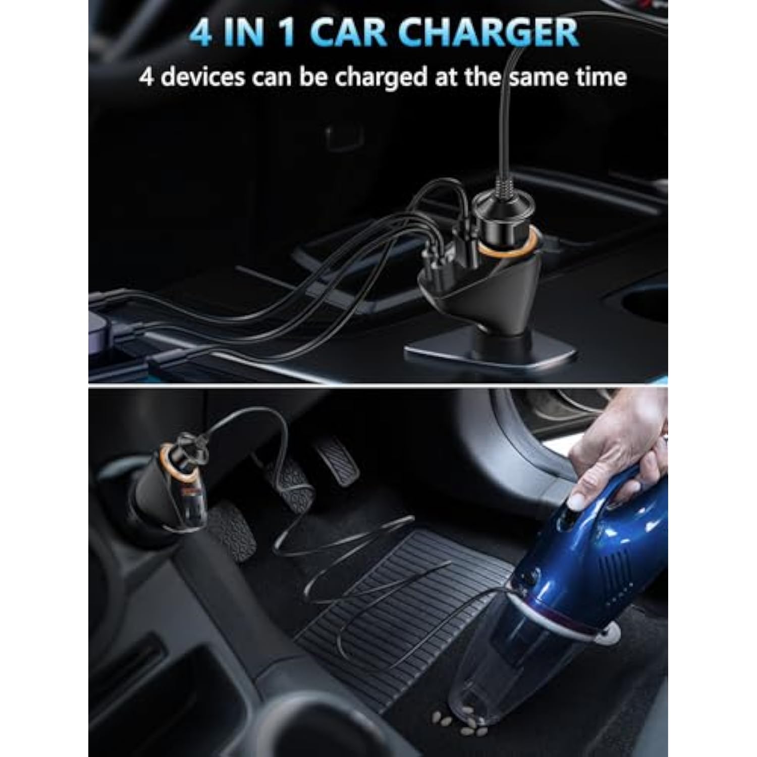 4 In 1 Usb C Car Charger, 170W Multi Usb Cigarette Lighter Adapter, Socket Splitter With 3 Ports, 12V/24V Dual Usb Type C Pd Fast Car Charger Adapter For Iphone 16 Pro Max 15 Plus 14 Ipad Pro Gps