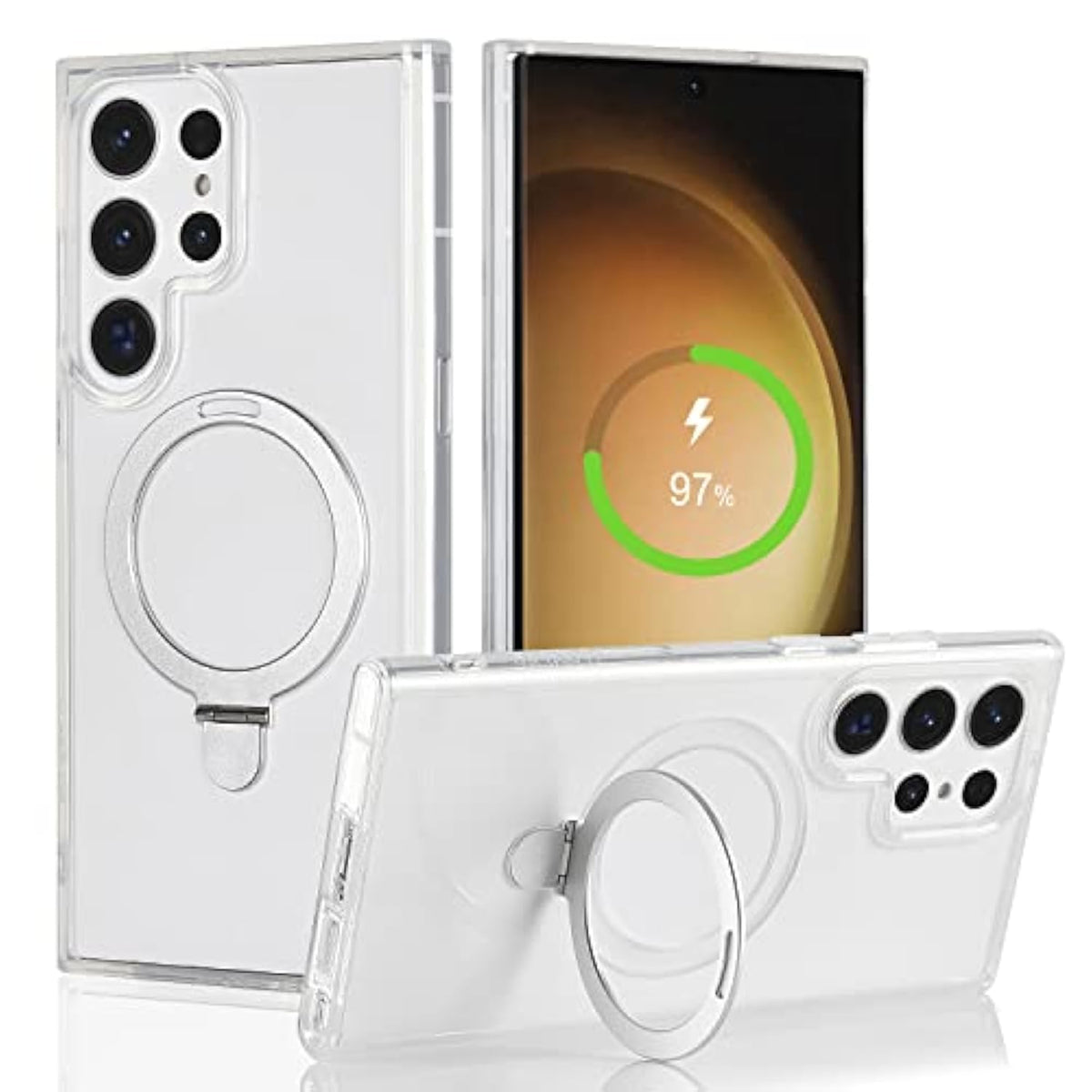 For Samsung Galaxy S22 Ultra Phone Case For Men,Compatible With Magsafe,S22 Ultra Case With Kickstand, For Samsung S22 Ultra Magnetic Case, Full-Body Shockproof Women-Crystal Clear