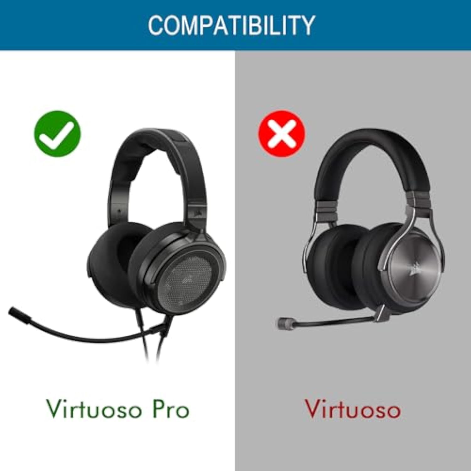 Earpads Replacement For Corsair Virtuoso Pro Headphone,Ear Pads Cushions With Mesh Fabric,High-Density Softer Memory Foam,Black