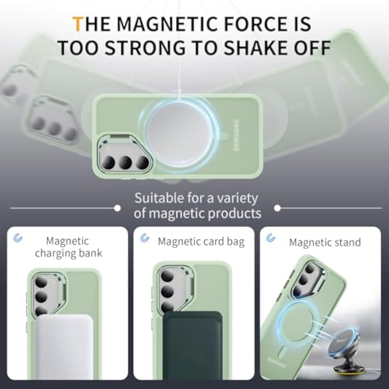 For Samsung Galaxy S23 Plus Case With Magnetic Compatible With Magsafe Built-In Kickstand Stand Shockproof Protective Cover For Galaxy S23+ Plus Phone Case (Light Green)