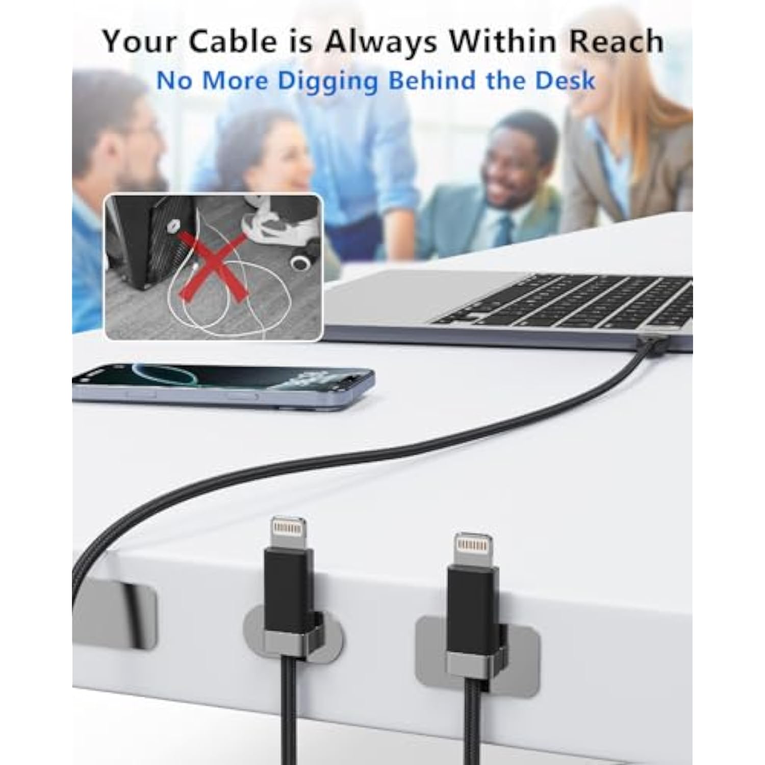 Staycable Usb A To Lightning Cable With Magnetic Keeper 3.3Ft, Fast Charging And Data Sync, Braided Anti-Tangle Cord For Phone 12,13,14, Desk Accessories Original Design