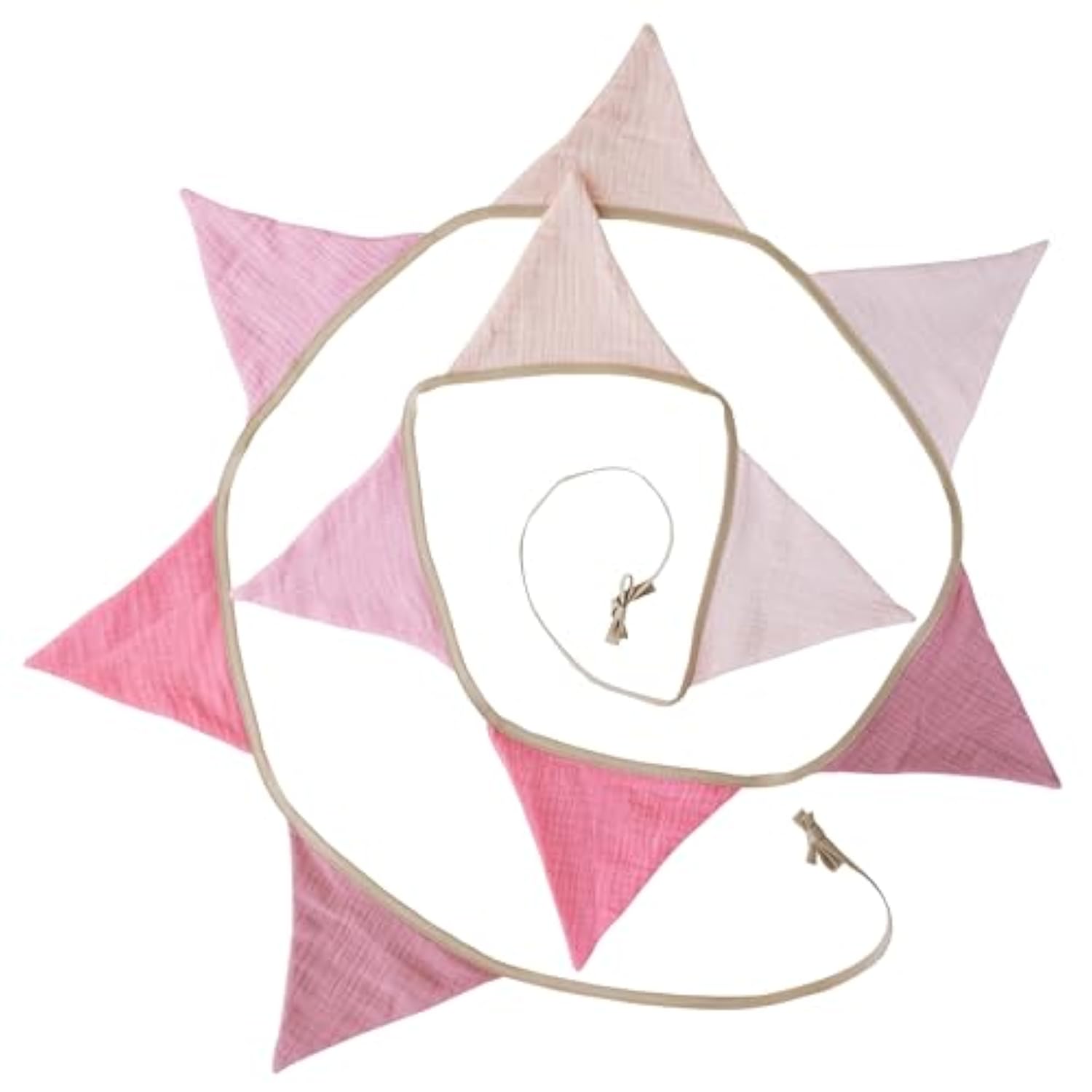 Fabric Bunting Banner, 2 Pack Handmade Neutral String Banner Each 8.5 Ft 10 Flags Nursery Wall Hanging Wedding Birthday Home Baby Shower Party Decoration Bunting (Pink)