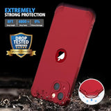 For Iphone 13 Case, With [2 Screen Protectors] [15 Ft Grade Drop Test] [Camera Protection] 360° Full Body Shockproof Slim Thin Phone Case Iphone 13 Cover 6.1"- Red