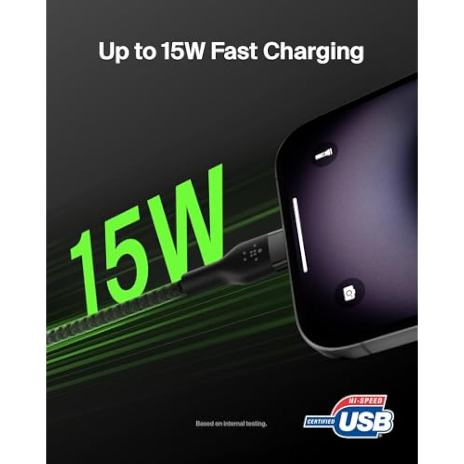 Belkin BoostCharge Pro Flex Braided USB-C to USB-A (2M/6.6ft) Fast Charging Cable USB-IF Certified for iPhone 16, iPhone 16 Pro, iPad Pro, Galaxy S25, S24, Pixel, Nintendo Switch 2 & More - Black