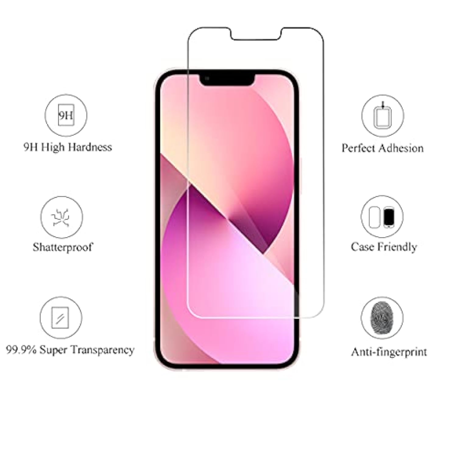 4-Pack Screen & Camera Lens Protector for iPhone 13 [6.1"], 9H Hardness Tempered Glass