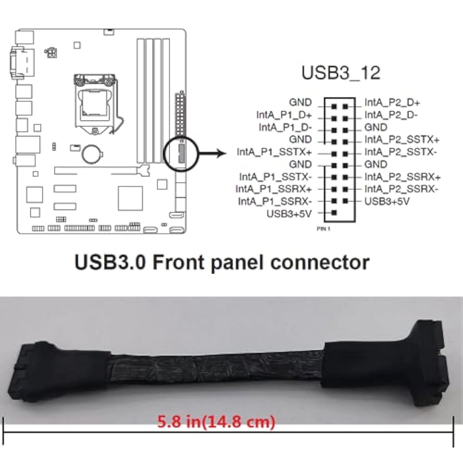 Usb 3.0 Header Splitter Extension Cable,Computer Internal Motherboard Usb 3.0