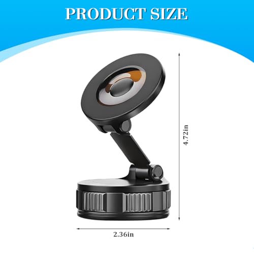 Vacuum Magnetic Car Phone Holder, 360° Rotation Vacuum Suction Vehicle Cell Phnoe Mount, Foldable Retractable Automotive Smartphone Holder, Universal