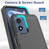 Heavy Duty Dual Layer Protective Case for Motorola G Play 4G 2024 with Screen Protector, Military Grade Drop Tested, Non-Slip Shockproof Cell Phone Cover, Black