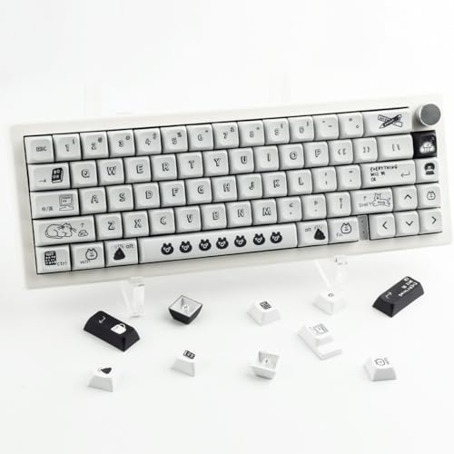 Pbt Keycaps - 130 Black Cartoon Dye-Sublimated Cute Xda Profile Custom Keycaps For Cherry & Gateron Mx Switches Mechanical Keyboards