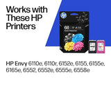 68 Black/Tri-Color Ink Cartridges (2-Pack) | Works Envy 6100E, 6500E Series | Eligible For Instant Ink | 6L6S2Tn | Packaging May Vary