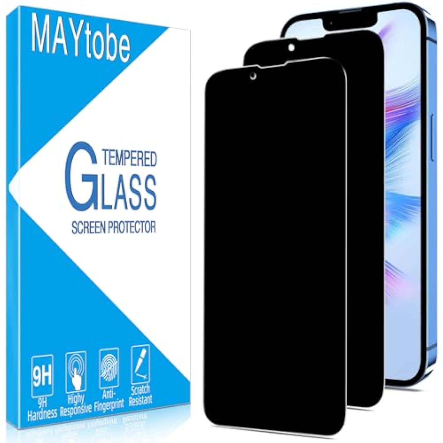 [2-Pack Privacy Screen Protector Designed For Iphone 14, Iphone 13 Pro, Iphone 13 Tempered Glass, No Bubbles, Anti Scratch, Easy To Install