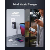 Anker GaNPrime Power Bank, 2-in-1 Portable Charger, 10,000mAh 30W USB-C Battery Pack with 65W Wall Charger, Works for iPhone 15/15 Plus/15 Pro/15 Pro Max/14/13, Samsung, Pixel, MacBook, Dell