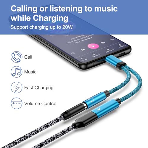 Galaxy S25 Ultra USB C to 3.5mm Audio Adapter USB C Headphone Jack Adapter Fast Charging for  Galaxy S25 FE S25 Plus A16 5G A17 A36