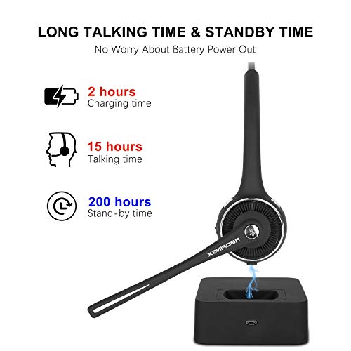 Trucker Bluetooth Headset Wireless Headset with Microphone Over The Head Headset with Noise Cancelling Sound On Ear Car Earphones Office Earpiece for