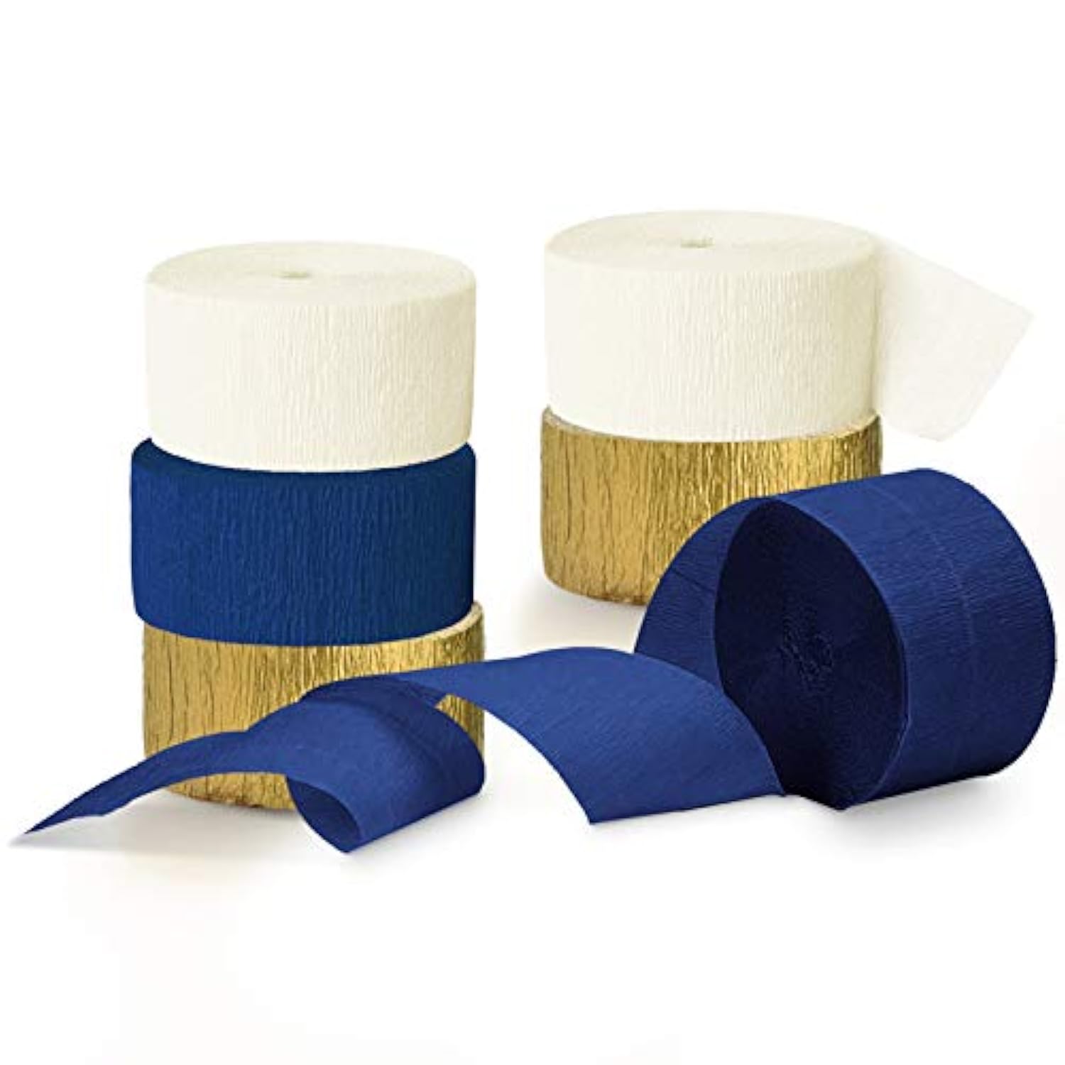 Navy Blue Party Decorations - 6 Rolls Navy Blue Gold Ivory Crepe Paper Streamers Tassels Paper For Graduation Party Bridal Shower Wedding Birthday Supplies