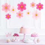 Pink Party Decorations Paper Flowers Decorations For Wall Classroom Paper Fans Floral Backdrop Flower Wall Decor Pack Of 9 Pink