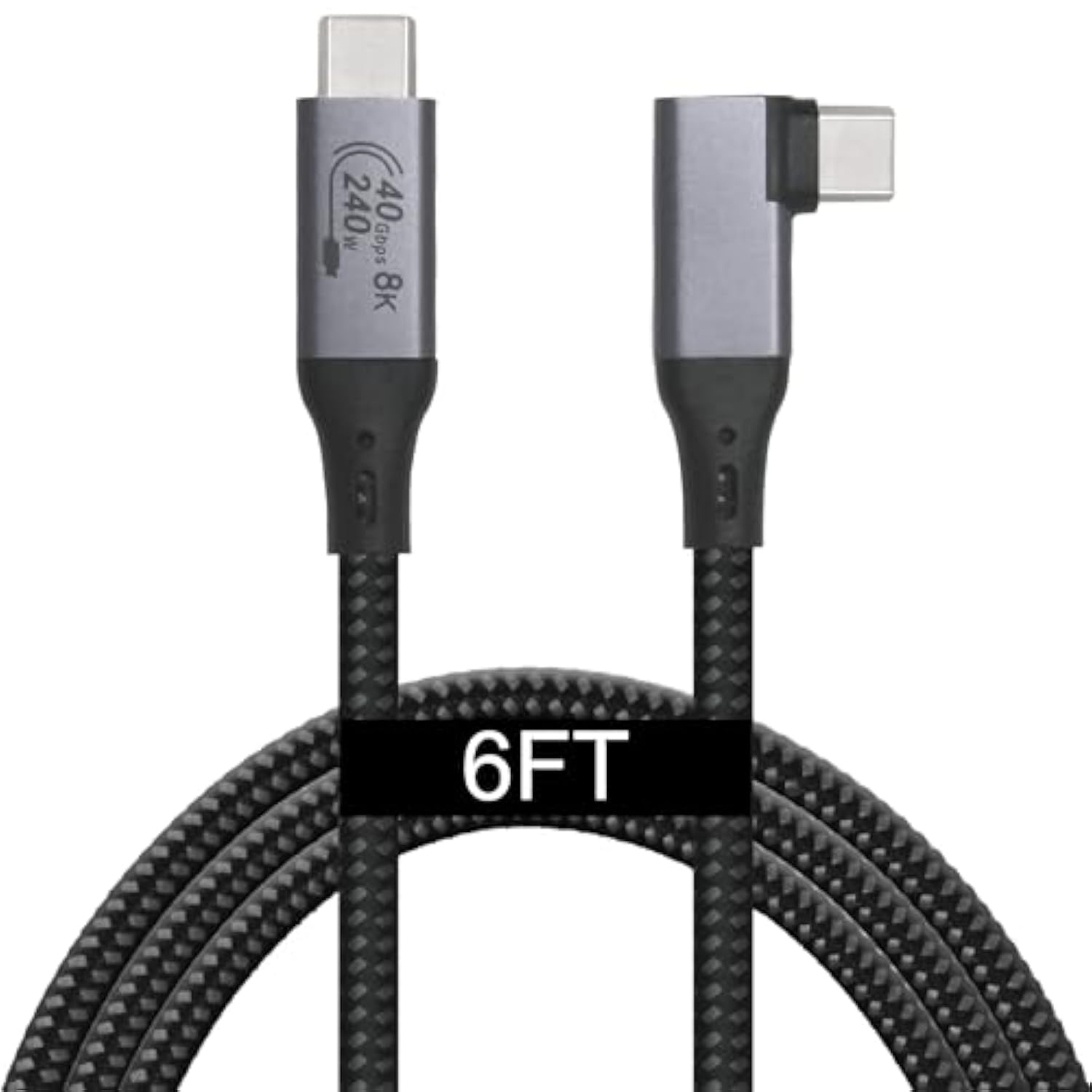 6-Foot Usb4 Cable Compatible With Thunderbolt 3, Thunderbolt 4 And Usb-C - Supports 8K Hd Display, 40Gbps Data Transfer, 240W Charging - 90-Degree Right Angle Usb-C