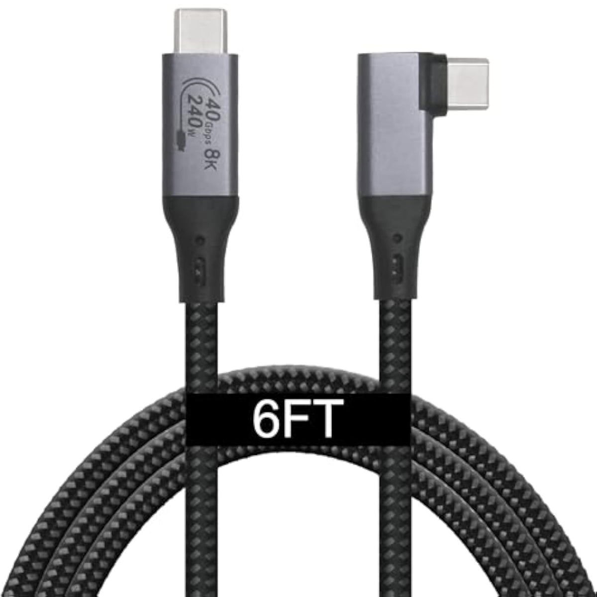 6-Foot Usb4 Cable Compatible With Thunderbolt 3, Thunderbolt 4 And Usb-C - Supports 8K Hd Display, 40Gbps Data Transfer, 240W Charging - 90-Degree Right Angle Usb-C